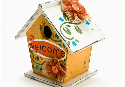 "Welcome" Cottage Birdhouse