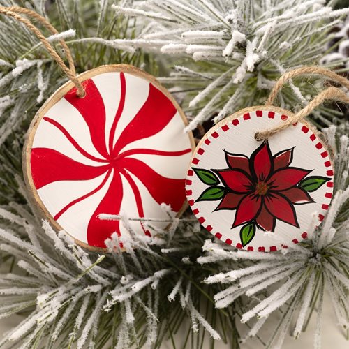 Christmas Peppermint and Poinsetta Ornament