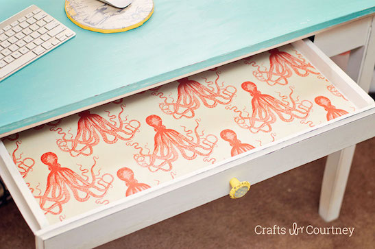 Fabric lined drawers using Fabric Mod Podge